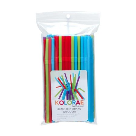 Kolorae Assorted Plastic Flexible Drinking Straws KOL-0029